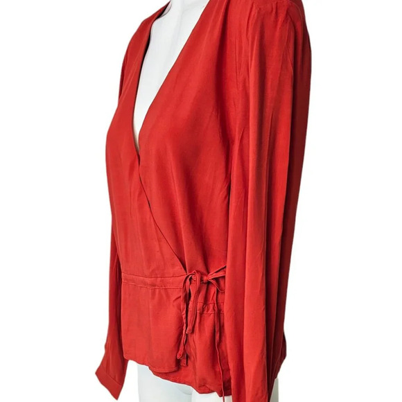 Frank & Oak Womens The Wrap Top Orange Size Medium NWT Viscose Tie Waist - Picture 4 of 7